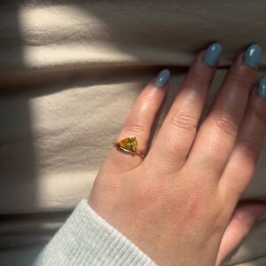 Gold plated ring Women's Jewelry size 4 pinky ring November birthstone. Citrine